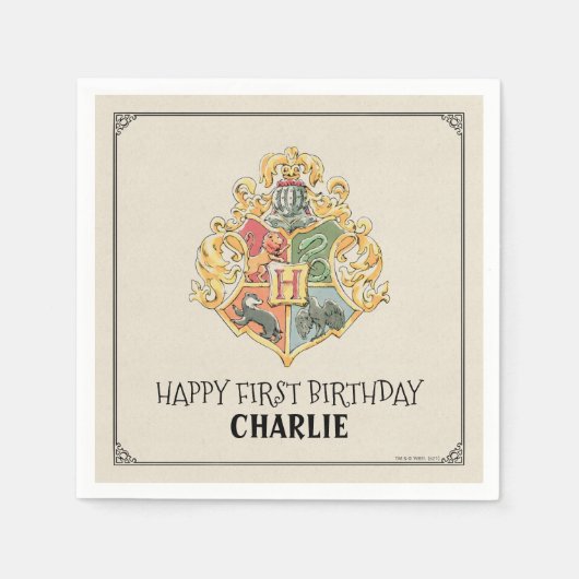 Serviette En Papier Harry Potter Hogwarts Crest First Birthday (Devant)