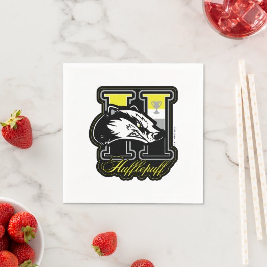 Serviette En Papier HARRY POTTER™ | HUFFLEPUFF™ Badge sportif (En situation)