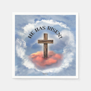 Serviette En Papier Has Risen Rugged Cross With Clouds