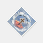 Serviette En Papier Has Risen Rugged Cross With Clouds (Coin)