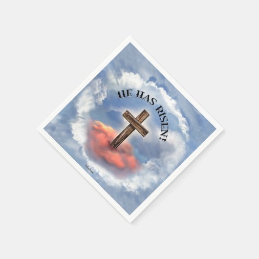 Serviette En Papier Has Risen Rugged Cross With Clouds (Coin)
