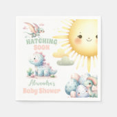 Serviette En Papier Hatching Pastel Whimsical Bientôt Baby shower Dino (Devant)