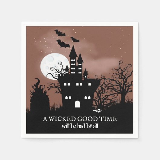 Serviette En Papier Hauné Château Éffrayant Halloween (Devant)