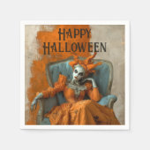 Serviette En Papier Haunted Halloween Gothic Woman in Orange (Devant)