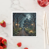 Serviette En Papier Haunted Halloween Mansion In Moonlight (En situation)