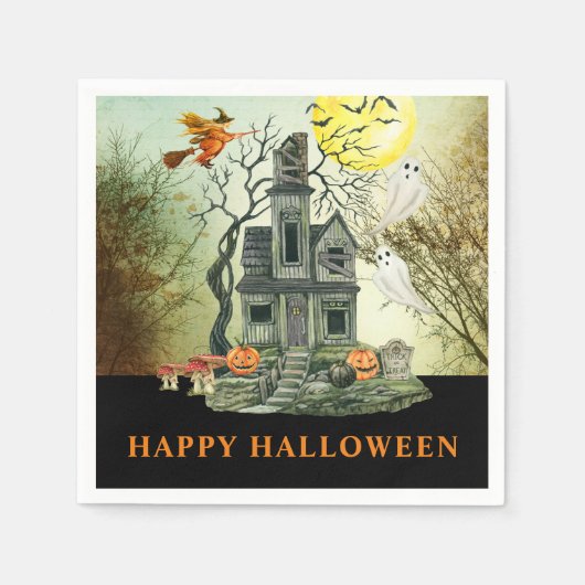 Serviette En Papier Hauny House Happy Halloween Party (Devant)