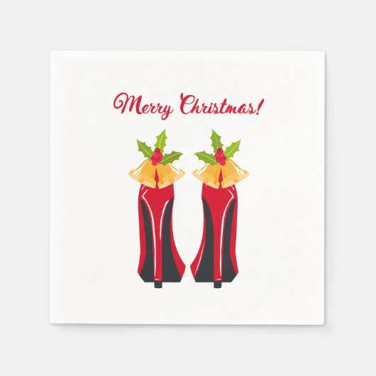 Serviette En Papier Haut talons rouges avec cloches de Noël (Devant)
