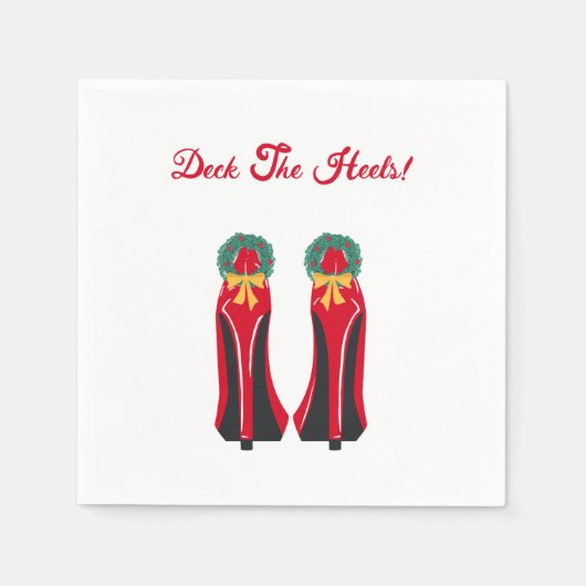 Serviette En Papier Haut talons rouges avec couronnes de Noël (Devant)