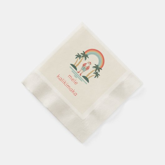 Serviette En Papier Hawaïen/arc-en-ciel/Palms Père Noël (Coin)