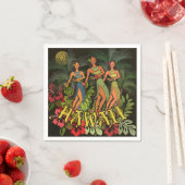 Serviette En Papier Hawaii Aloha Palm Hula Art Design (En situation)