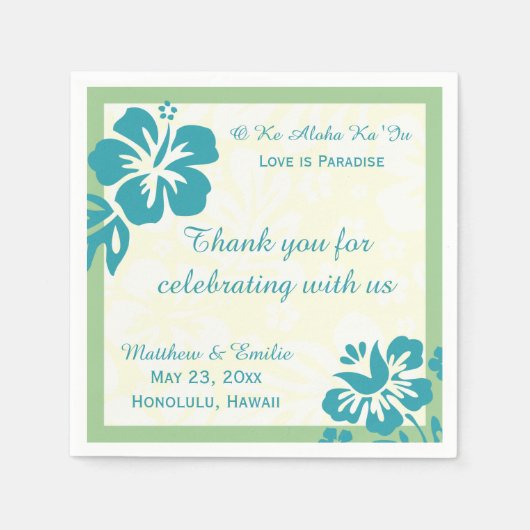 Serviette En Papier Hawaii Beach Flowers Mariage personnalisé serviett (Devant)