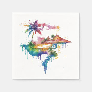 Serviette En Papier Hawaii design avec des plaques colorées