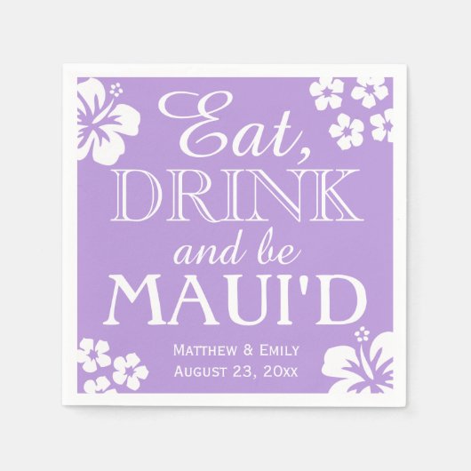 Serviette En Papier Hawaii Mange, Boire et Be Maui 'd Mariage Napkins (Devant)