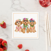 Serviette En Papier Hawaiian Goldendoodle Dogs Flower Lei (En situation)