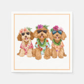 Serviette En Papier Hawaiian Goldendoodle Dogs Flower Lei (Devant)