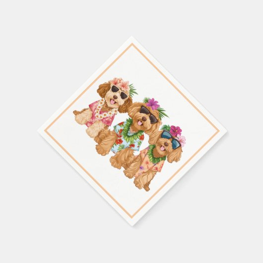 Serviette En Papier Hawaiian Goldendoodle Dogs Flower Lei (Coin)