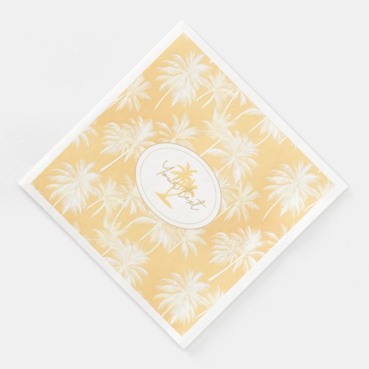Serviette En Papier Hawaiian Palm Tree Silhouette Motif Gold ID1093 (Coin)
