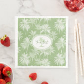Serviette En Papier Hawaiian Palm Tree Silhouette Motif Green ID1093 (En situation)
