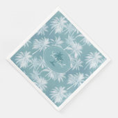 Serviette En Papier Hawaiian Palm Tree Silhouette Motif Turquoise ID10 (Coin)