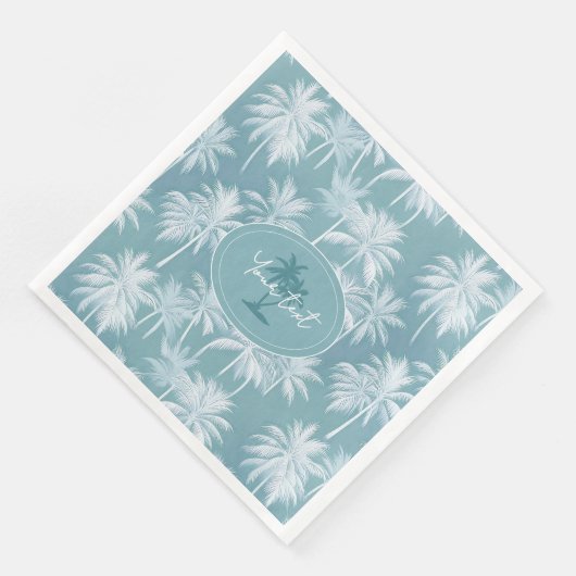 Serviette En Papier Hawaiian Palm Tree Silhouette Motif Turquoise ID10 (Coin)