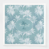 Serviette En Papier Hawaiian Palm Tree Silhouette Motif Turquoise ID10 (Devant)