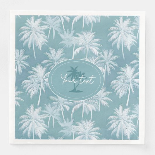 Serviette En Papier Hawaiian Palm Tree Silhouette Motif Turquoise ID10 (Devant)