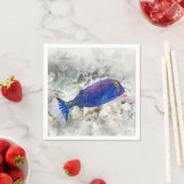Serviette En Papier Hawaiian Tropical Fish Watercolor - Boxfish (En situation)