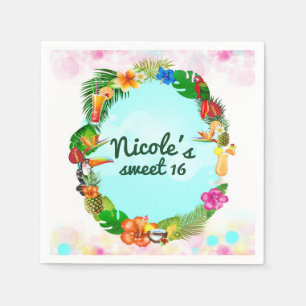 Serviette En Papier Hawaiian Tropical Summer Things Frame Luau Party