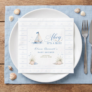 Serviette En Papier Hé, C'est un Garçon Baby Shower Bateau à Voile Ble