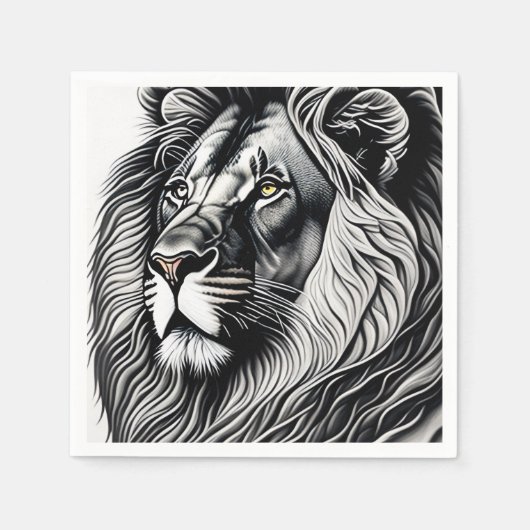 Serviette En Papier Head Lion Drawing Art (Devant)
