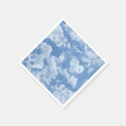 Serviette En Papier Heart Cloud Ciel mignon Amusant Moderne Bleu Nom P (Coin)