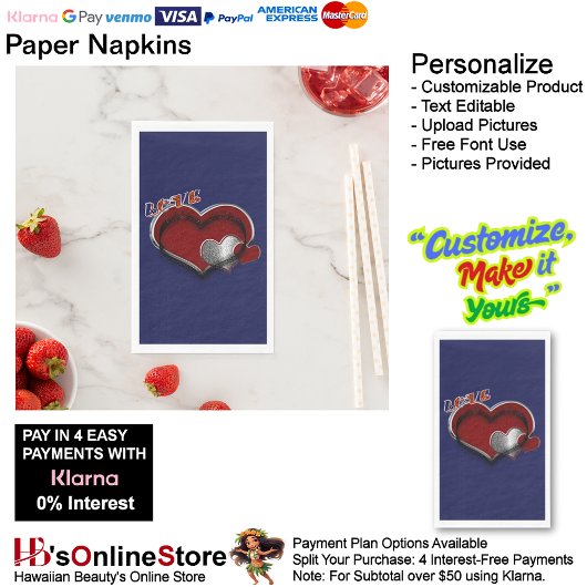 Serviette En Papier Heart Magic Navy Papier bleu Napkin serviette d'hô