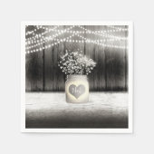 Serviette En Papier Heart Mason Jar & Baby's Breath Rustic Mariage (Devant)