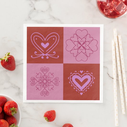 Serviette En Papier Heart Napkin (En situation)