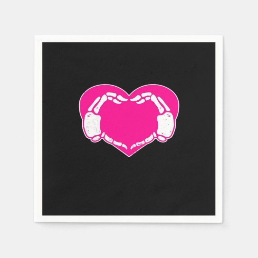 Serviette En Papier Heart Skeleton mains gothique Valentine classique (Devant)