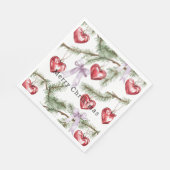 Serviette En Papier Hearts Trees Red Purple Bows Christmas (Coin)