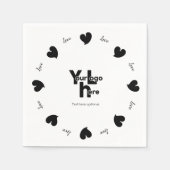 Serviette En Papier Hearty Hearts Black - Custom Text and Logo (Devant)
