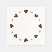 Serviette En Papier Hearty Hearts Dark Brown - Custom Text (Devant)