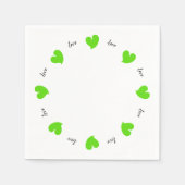 Serviette En Papier Hearty Hearts Green - Custom Text Paper (Devant)