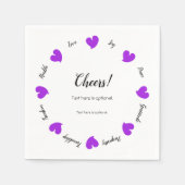 Serviette En Papier Hearty Hearts Purple - Custom Text Center (Devant)
