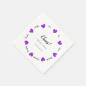 Serviette En Papier Hearty Hearts Purple - Custom Text Center (Coin)
