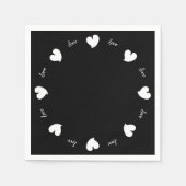 Serviette En Papier Hearty Hearts White and Black - Custom Text (Devant)