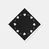 Serviette En Papier Hearty Hearts White and Black - Custom Text (Coin)