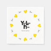 Serviette En Papier Hearty Hearts Yellow - Custom Text and Logo (Devant)