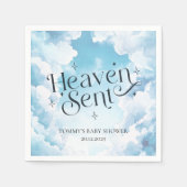 Serviette En Papier Heaven a envoyé Blue Clouds Custom Name Baby showe (Devant)