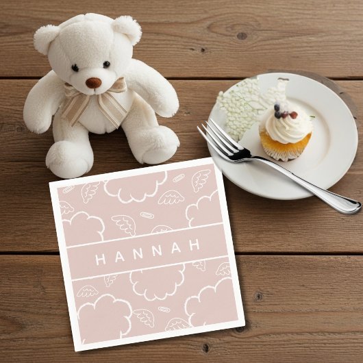 Serviette En Papier Heavenly Personalized Angel Halo Cloud  Pink  