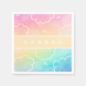 Serviette En Papier Heavenly Personalized Name Halo Cloud Rainbow (Devant)