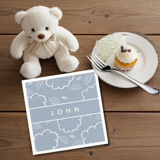 Serviette En Papier HeavenlyPersonalized Name Angel Halo Cloud Blue