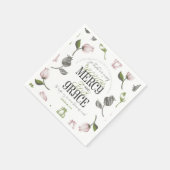 Serviette En Papier Hébreu 4:16 citations avec art floral blanc ver (Coin)