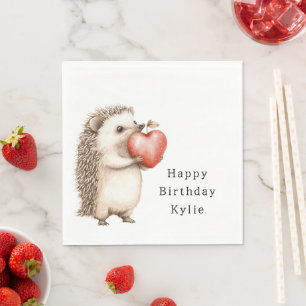 Serviette En Papier Hedgehog Apple Coeur Anniversaire